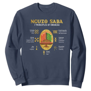 Nguzo Saba Symbols The 7 Principles Of Kwanzaa Kinara Candles Sweatshirt TS11 Navy Print Your Wear