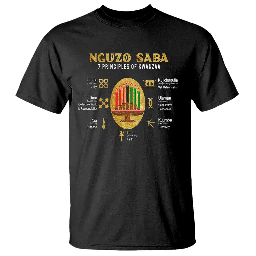 Nguzo Saba Symbols The 7 Principles Of Kwanzaa Kinara Candles T Shirt TS11 Black Print Your Wear