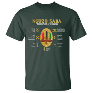 Nguzo Saba Symbols The 7 Principles Of Kwanzaa Kinara Candles T Shirt TS11 Dark Forest Green Print Your Wear