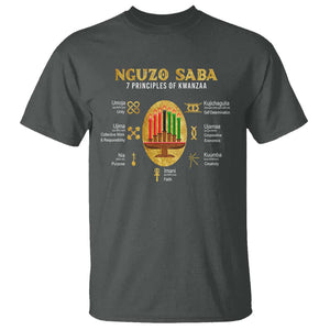 Nguzo Saba Symbols The 7 Principles Of Kwanzaa Kinara Candles T Shirt TS11 Dark Heather Print Your Wear