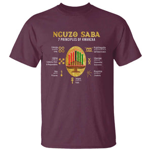 Nguzo Saba Symbols The 7 Principles Of Kwanzaa Kinara Candles T Shirt TS11 Maroon Print Your Wear