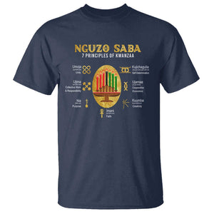 Nguzo Saba Symbols The 7 Principles Of Kwanzaa Kinara Candles T Shirt TS11 Navy Print Your Wear