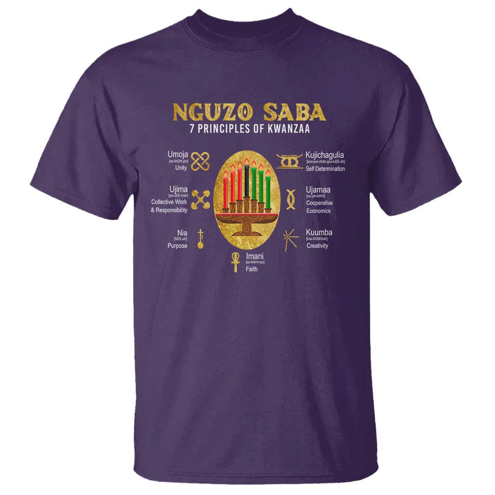 Nguzo Saba Symbols The 7 Principles Of Kwanzaa Kinara Candles T Shirt TS11 Purple Print Your Wear