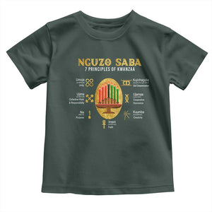 Nguzo Saba Symbols The 7 Principles Of Kwanzaa Kinara Candles Toddler T Shirt TS11 Dark Forest Green Print Your Wear