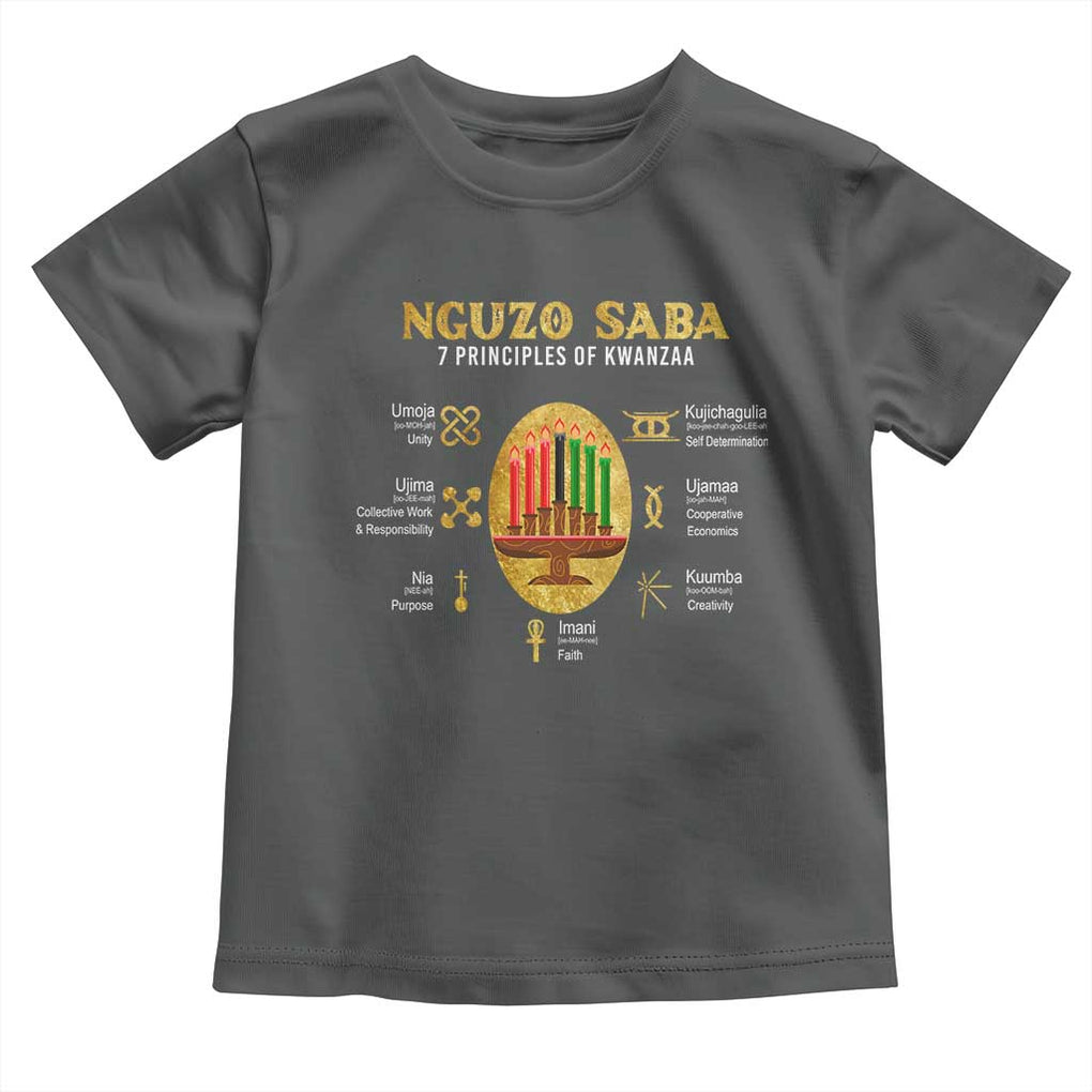 Nguzo Saba Symbols The 7 Principles Of Kwanzaa Kinara Candles Toddler T Shirt TS11 Dark Heather Print Your Wear