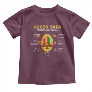 Nguzo Saba Symbols The 7 Principles Of Kwanzaa Kinara Candles Toddler T Shirt TS11 Maroon Print Your Wear