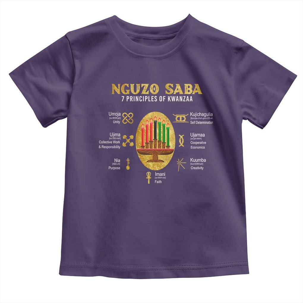 Nguzo Saba Symbols The 7 Principles Of Kwanzaa Kinara Candles Toddler T Shirt TS11 Purple Print Your Wear