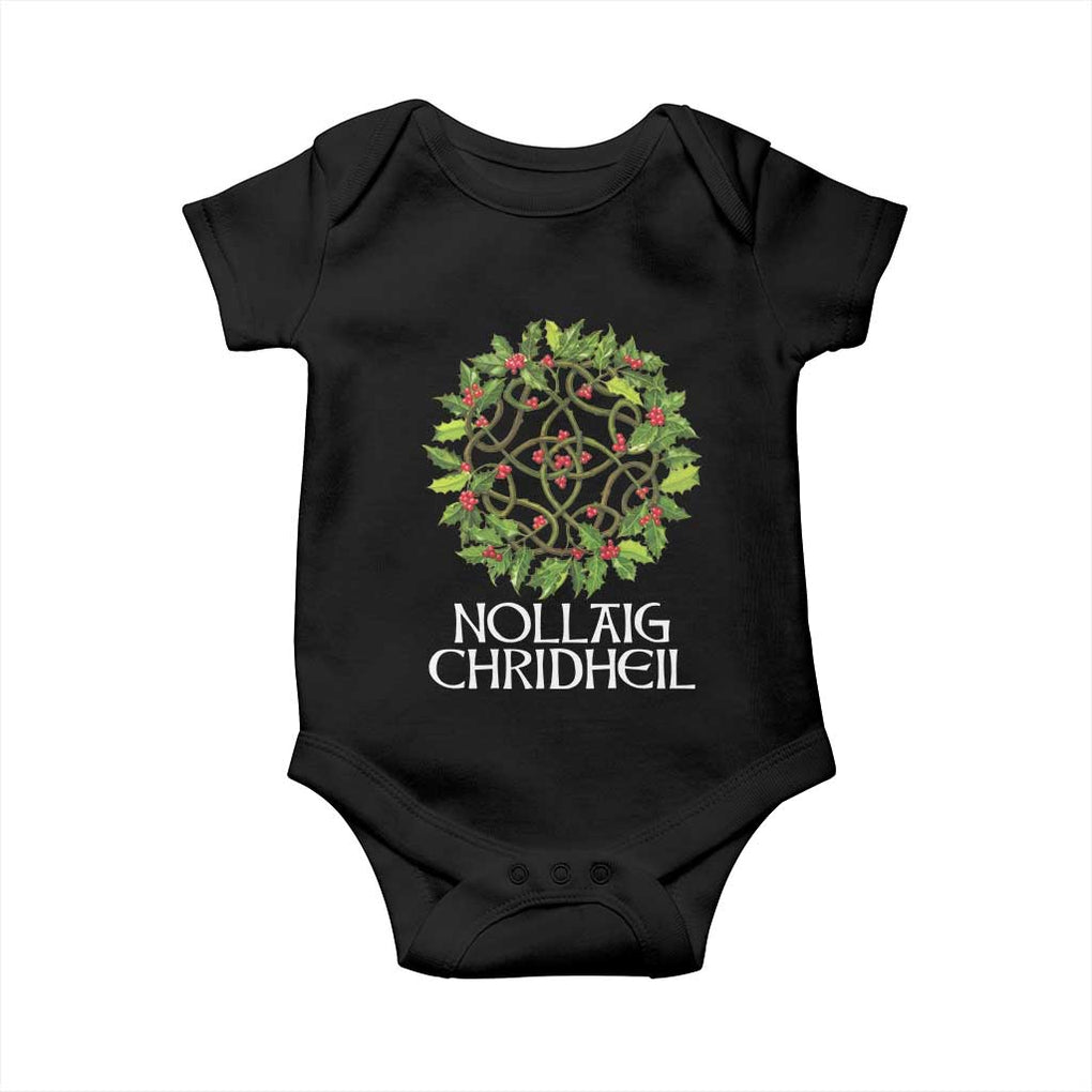 Scottish Merry Christmas Baby Onesie Nollaig Chridhel Celtic Xmas Mistletoe TS11 Black Print Your Wear