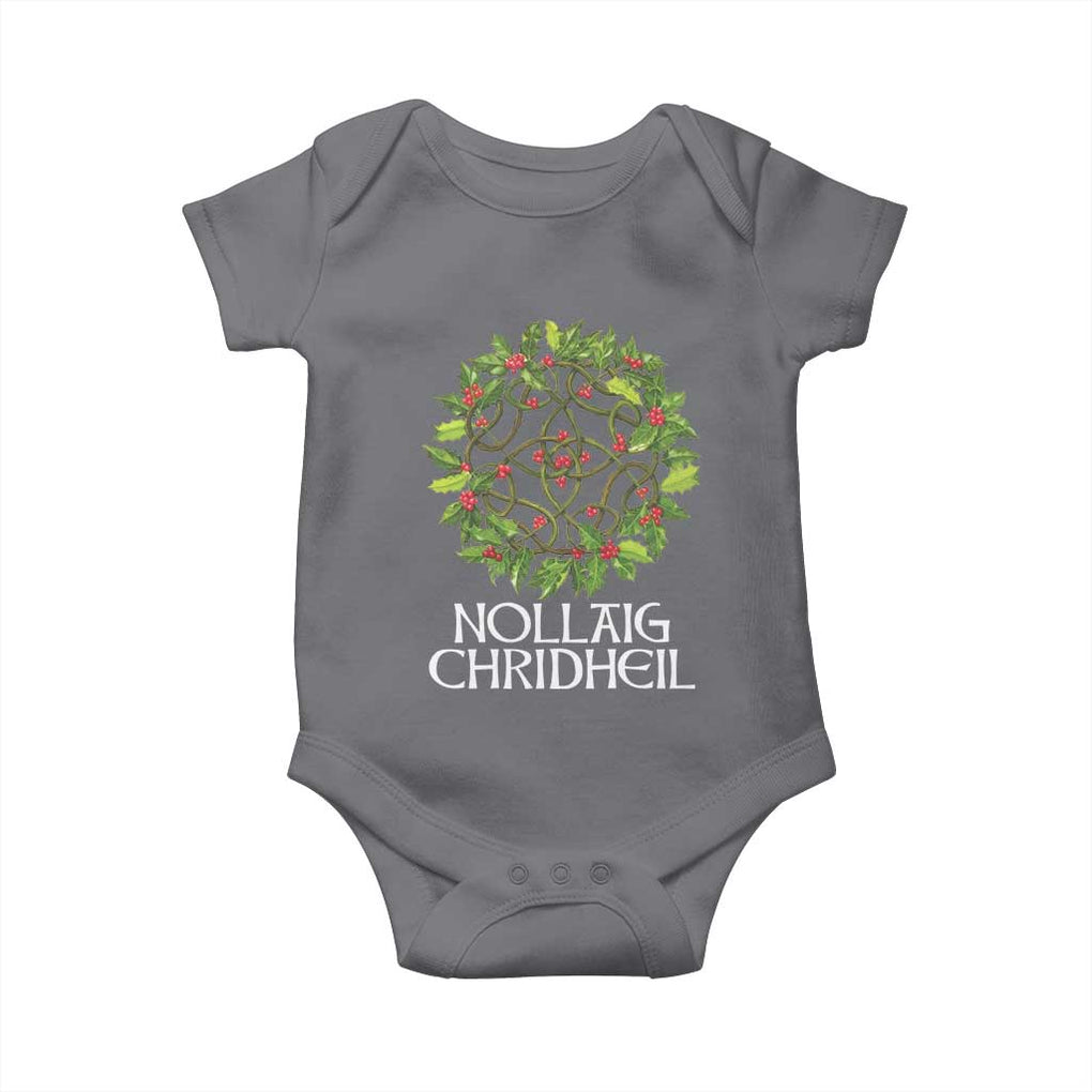 Scottish Merry Christmas Baby Onesie Nollaig Chridhel Celtic Xmas Mistletoe TS11 Charcoal Print Your Wear