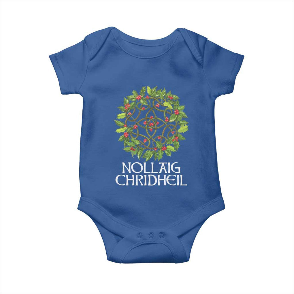 Scottish Merry Christmas Baby Onesie Nollaig Chridhel Celtic Xmas Mistletoe TS11 Royal Blue Print Your Wear