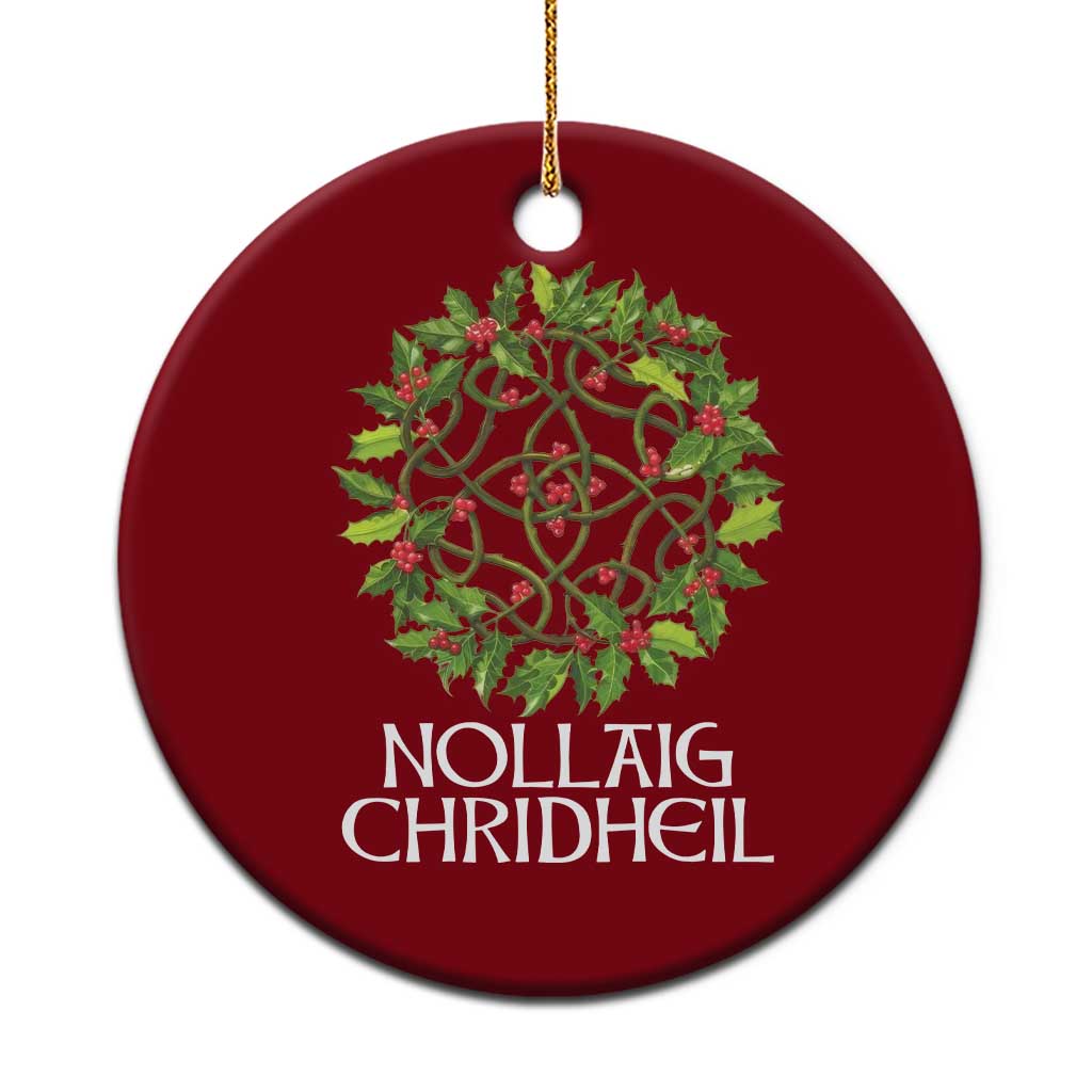 Scottish Merry Christmas Ceramic Ornament Nollaig Chridhel Celtic Xmas Mistletoe TS11 1pc Red Print Your Wear