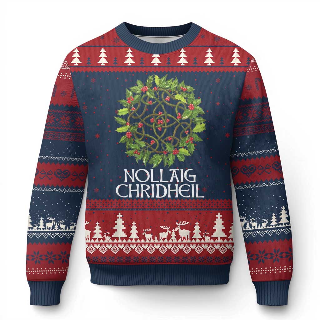 Scottish Merry Xmas Ugly Christmas Sweater Nollaig Chridhel Celtic Xmas Mistletoe TS11 Navy Red Print Your Wear
