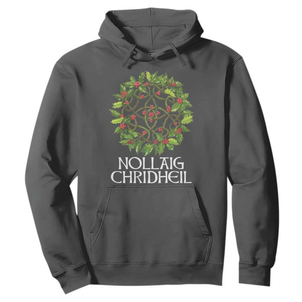 Scottish Merry Christmas Hoodie Nollaig Chridhel Celtic Xmas Mistletoe TS11 Dark Heather Print Your Wear