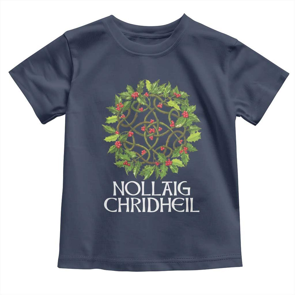 Scottish Merry Christmas Toddler T Shirt Nollaig Chridhel Celtic Xmas Mistletoe TS11 Navy Print Your Wear