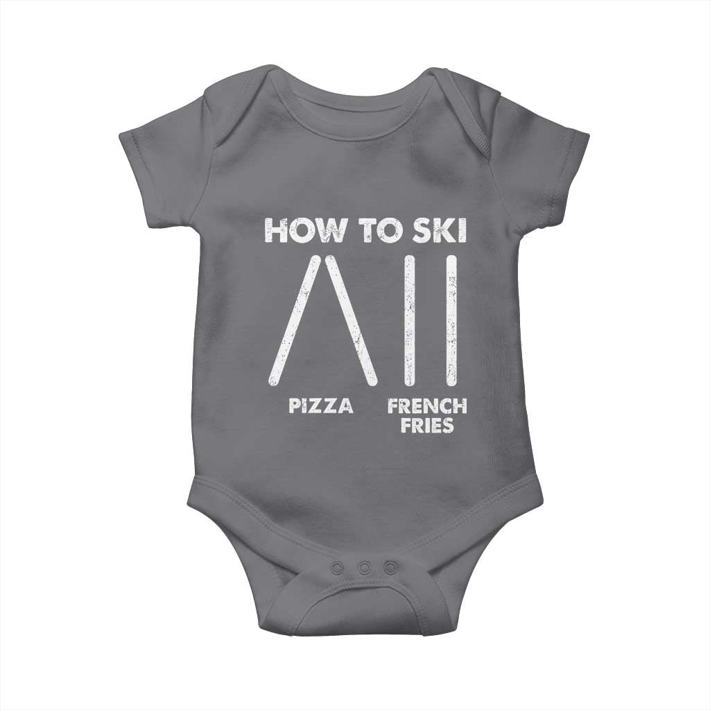 Funny Skiing Instructor Baby Onesie How To Ski Food Lover Winter Sport TS11 Charcoal Print Your Wear