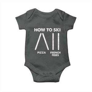 Funny Skiing Instructor Baby Onesie How To Ski Food Lover Winter Sport TS11 Dark Heather Print Your Wear
