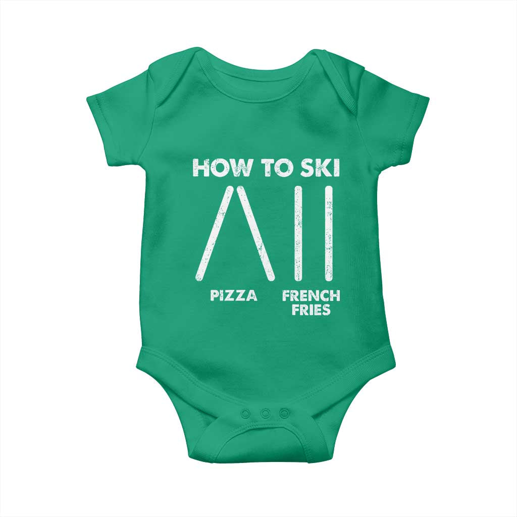 Funny Skiing Instructor Baby Onesie How To Ski Food Lover Winter Sport TS11 Irish Green Print Your Wear