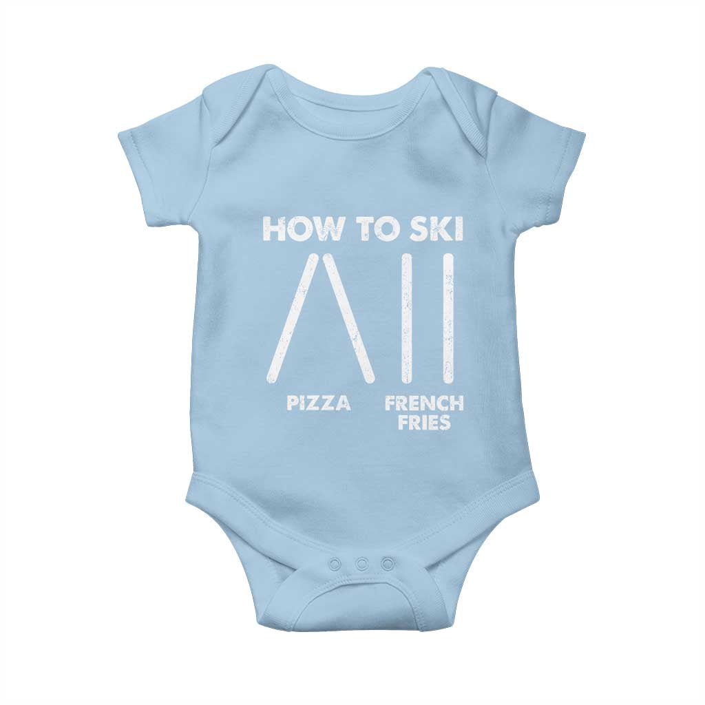 Funny Skiing Instructor Baby Onesie How To Ski Food Lover Winter Sport TS11 Light Blue Print Your Wear