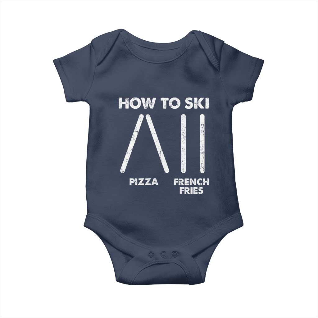 Funny Skiing Instructor Baby Onesie How To Ski Food Lover Winter Sport TS11 Navy Print Your Wear