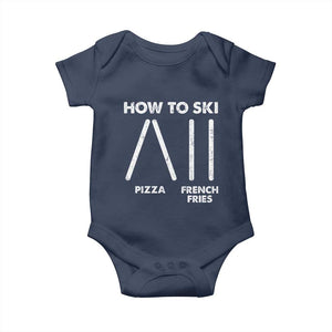 Funny Skiing Instructor Baby Onesie How To Ski Food Lover Winter Sport TS11 Navy Print Your Wear