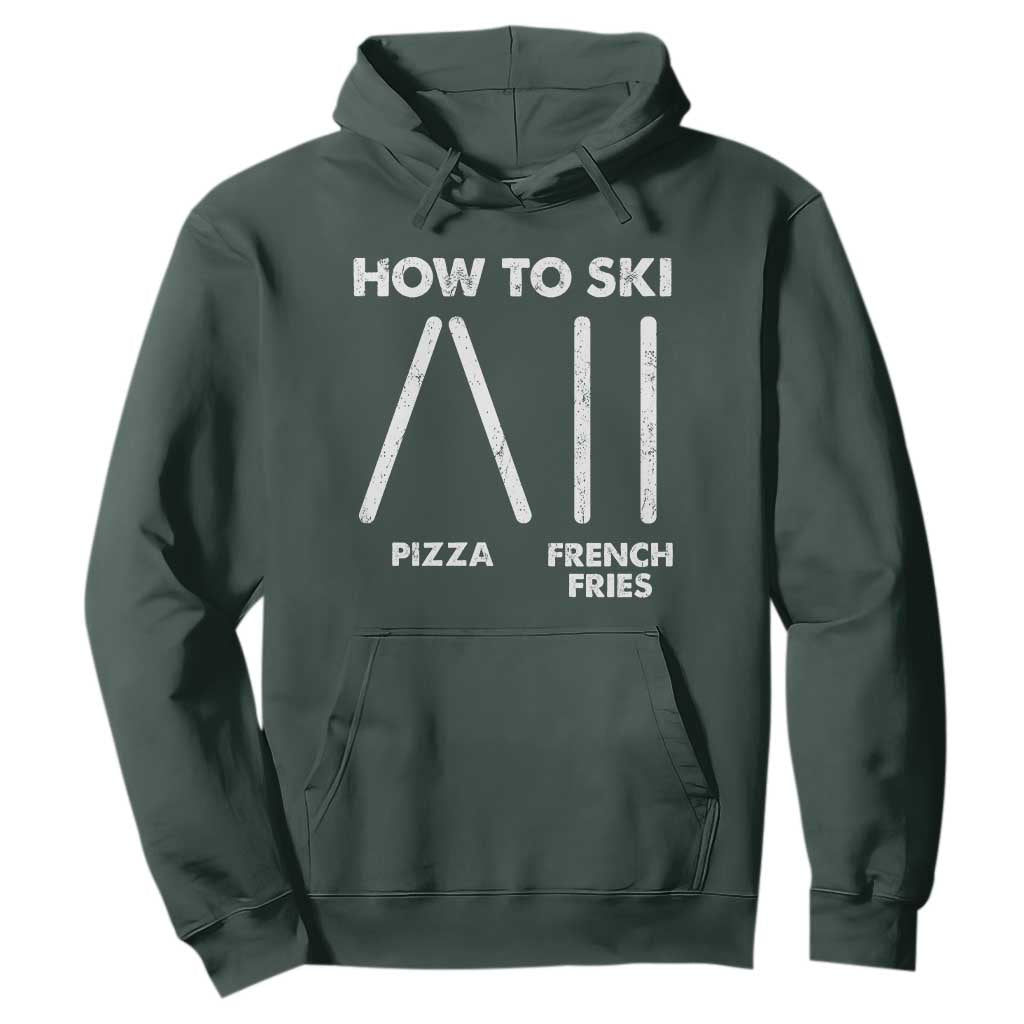 Funny Skiing Instructor Hoodie How To Ski Food Lover Winter Sport TS11 Dark Forest Green Print Your Wear