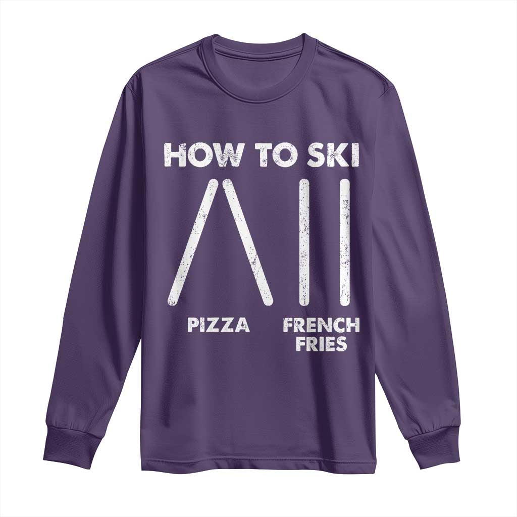 Funny Skiing Instructor Long Sleeve Shirt How To Ski Food Lover Winter Sport TS11 Purple Print Your Wear