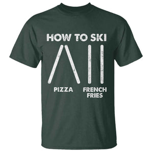 Funny Skiing Instructor T Shirt How To Ski Food Lover Winter Sport TS11 Dark Forest Green Print Your Wear