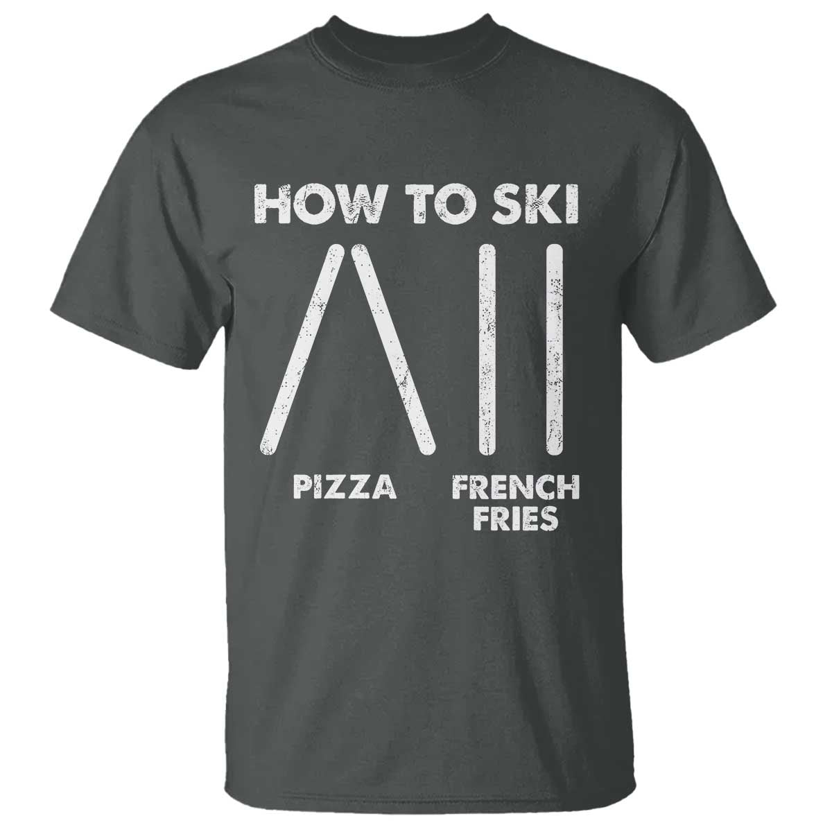 Funny Skiing Instructor T Shirt How To Ski Food Lover Winter Sport TS11 Dark Heather Print Your Wear