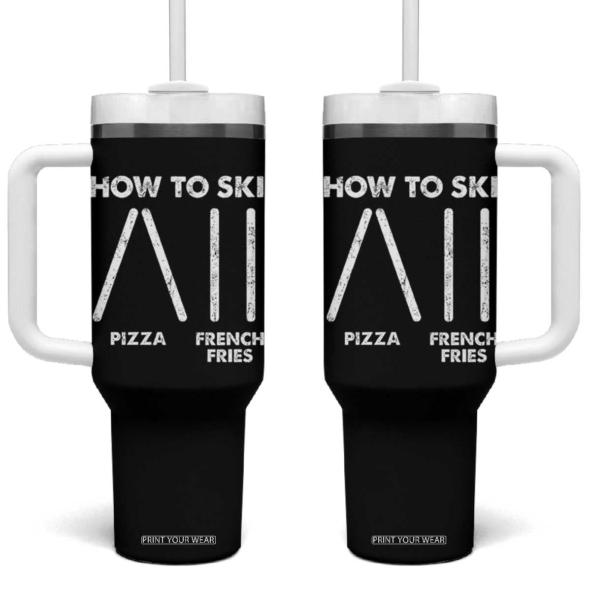 Funny Skiing Instructor Tumbler With Handle How To Ski Food Lover Winter Sport TS11 One Size: 40 oz Black Print Your Wear