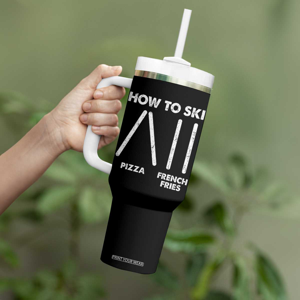 Funny Skiing Instructor Tumbler With Handle How To Ski Food Lover Winter Sport TS11 Print Your Wear