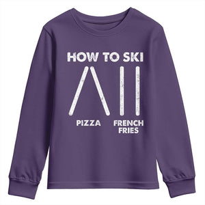 Funny Skiing Instructor Youth Sweatshirt How To Ski Food Lover Winter Sport TS11 Purple Print Your Wear