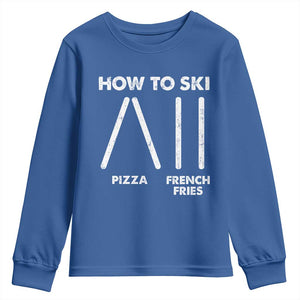 Funny Skiing Instructor Youth Sweatshirt How To Ski Food Lover Winter Sport TS11 Royal Blue Print Your Wear