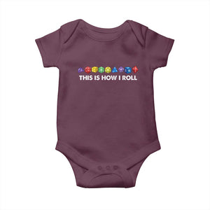 Funny Role Playing Tabletop Dice Baby Onesie This Is How I Roll TS11 Maroon Print Your Wear