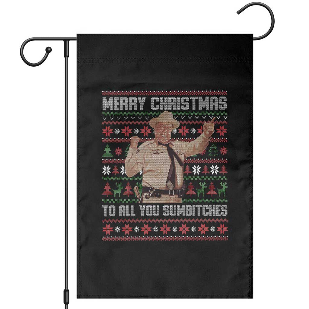 Merry Christmas To All You Sumbitches Garden Flag Funny Smokey Xmas Movie The Bandit TS11 Black Print Your Wear