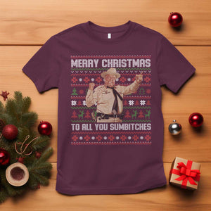 Merry Christmas To All You Sumbitches T Shirt Funny Smokey Xmas Movie The Bandit TS11 Maroon Print Your Wear