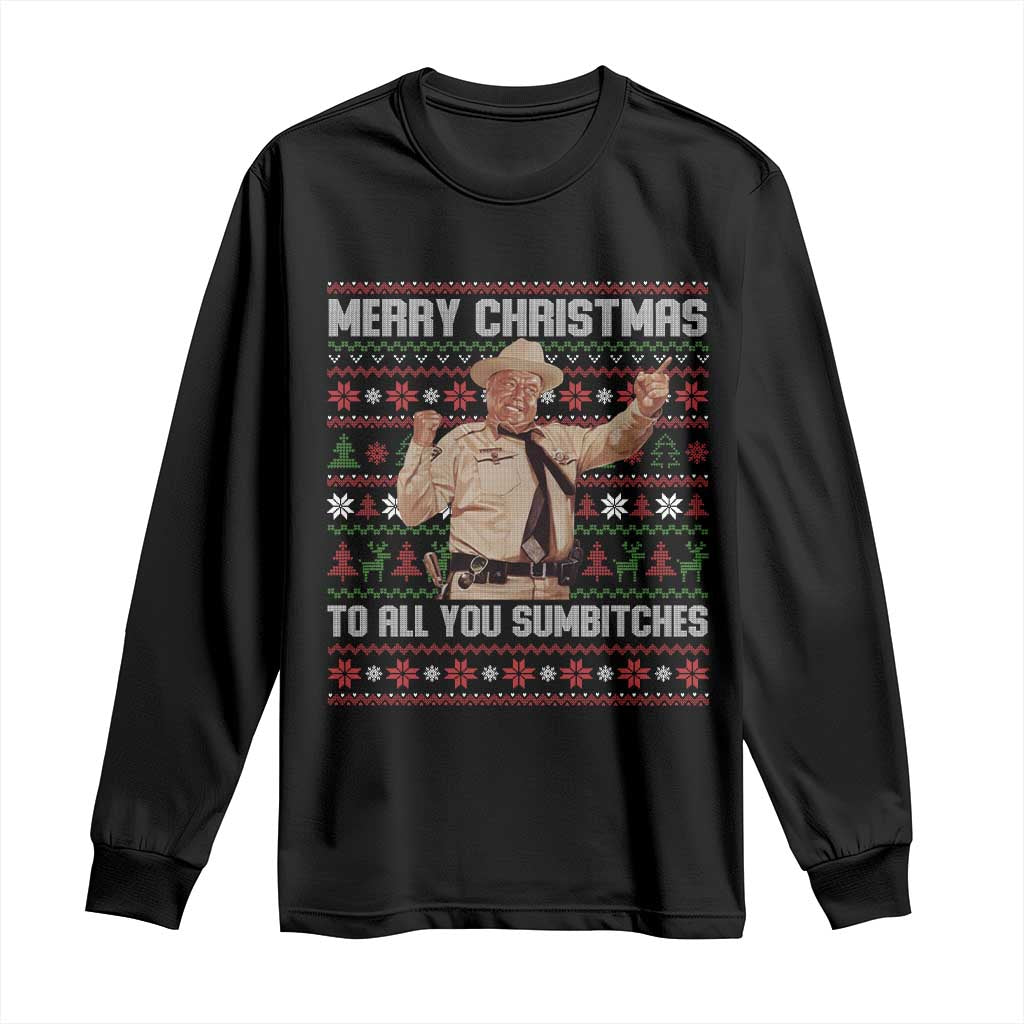Merry Christmas To All You Sumbitches Long Sleeve Shirt Funny Smokey Xmas Movie The Bandit TS11 Black Print Your Wear