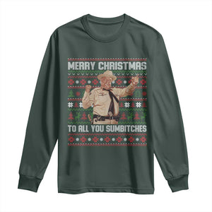 Merry Christmas To All You Sumbitches Long Sleeve Shirt Funny Smokey Xmas Movie The Bandit TS11 Dark Forest Green Print Your Wear