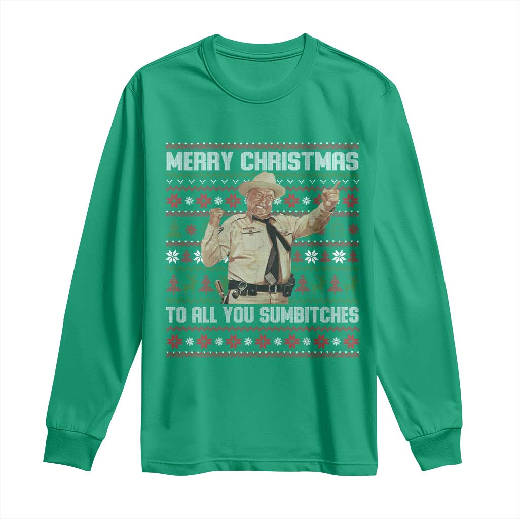 Merry Christmas To All You Sumbitches Long Sleeve Shirt Funny Smokey Xmas Movie The Bandit TS11 Irish Green Print Your Wear