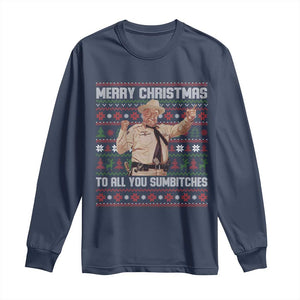 Merry Christmas To All You Sumbitches Long Sleeve Shirt Funny Smokey Xmas Movie The Bandit TS11 Navy Print Your Wear