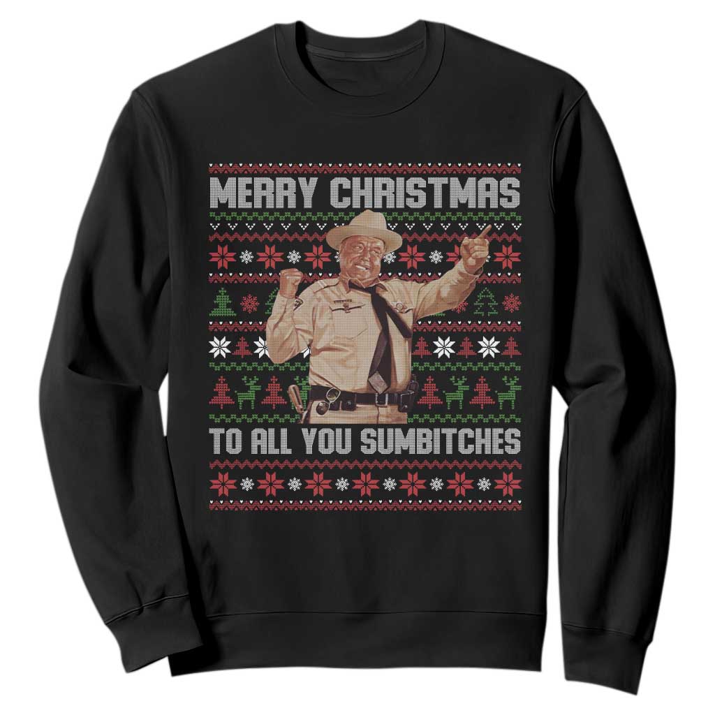 Merry Christmas To All You Sumbitches Sweatshirt Funny Smokey Xmas Movie The Bandit TS11 Black Print Your Wear