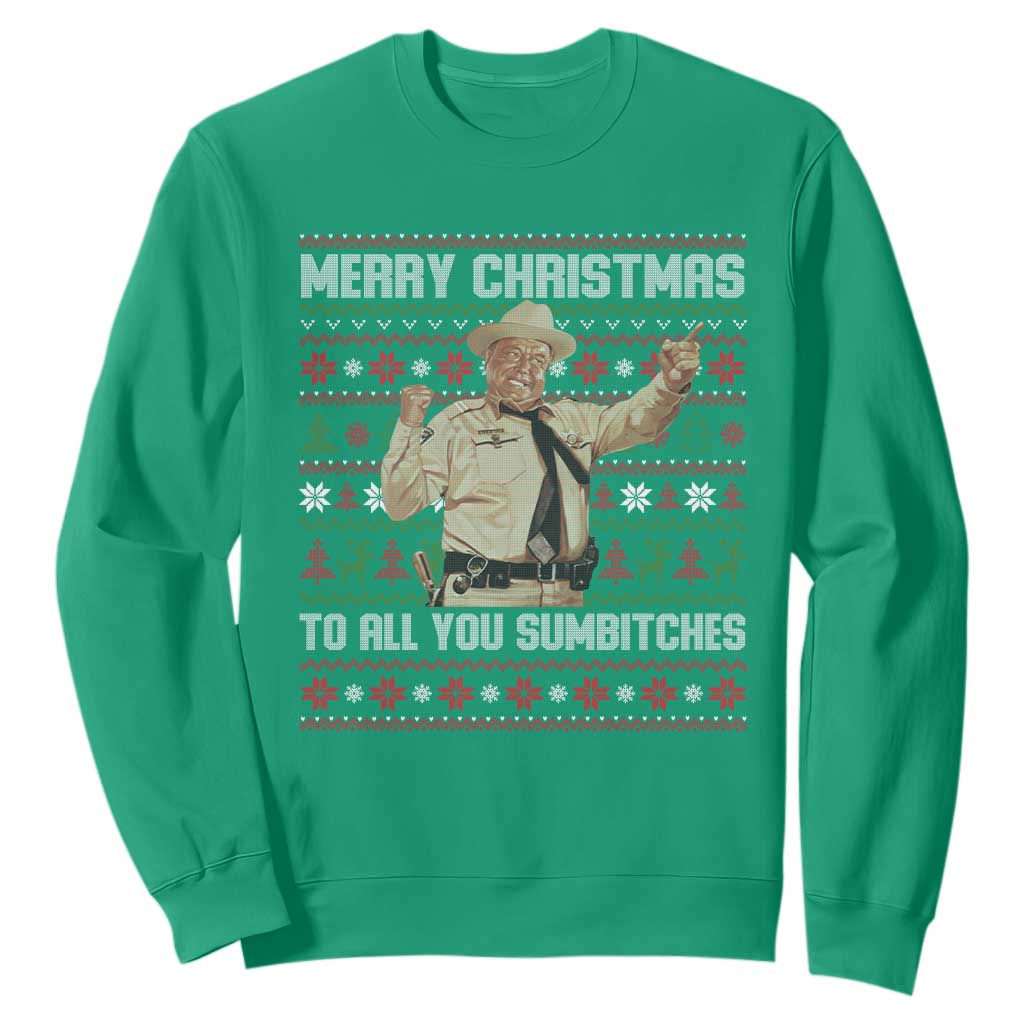 Merry Christmas To All You Sumbitches Sweatshirt Funny Smokey Xmas Movie The Bandit TS11 Irish Green Print Your Wear