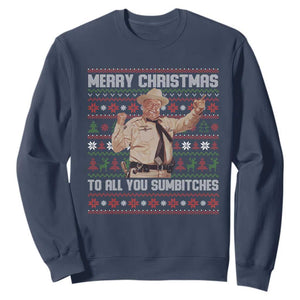 Merry Christmas To All You Sumbitches Sweatshirt Funny Smokey Xmas Movie The Bandit TS11 Navy Print Your Wear