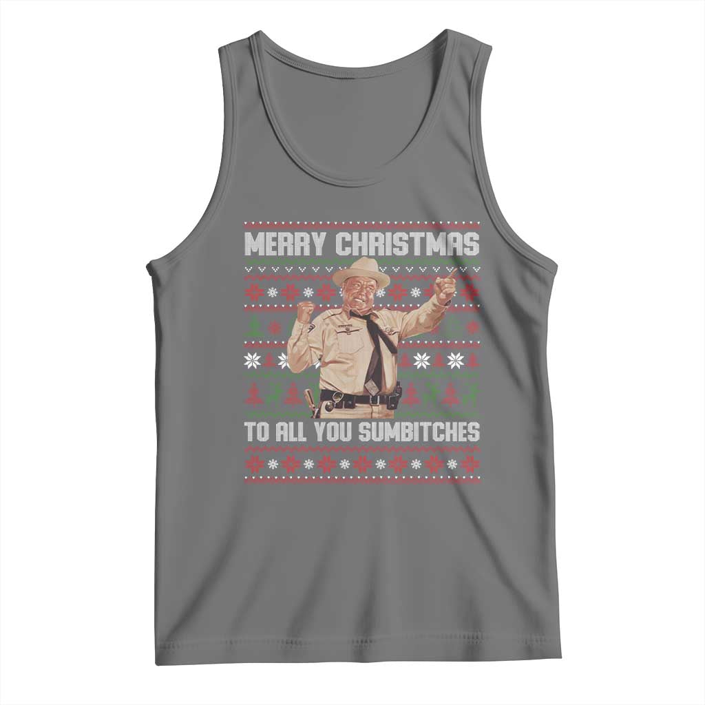 Merry Christmas To All You Sumbitches Tank Top Funny Smokey Xmas Movie The Bandit TS11 Black Heather Print Your Wear
