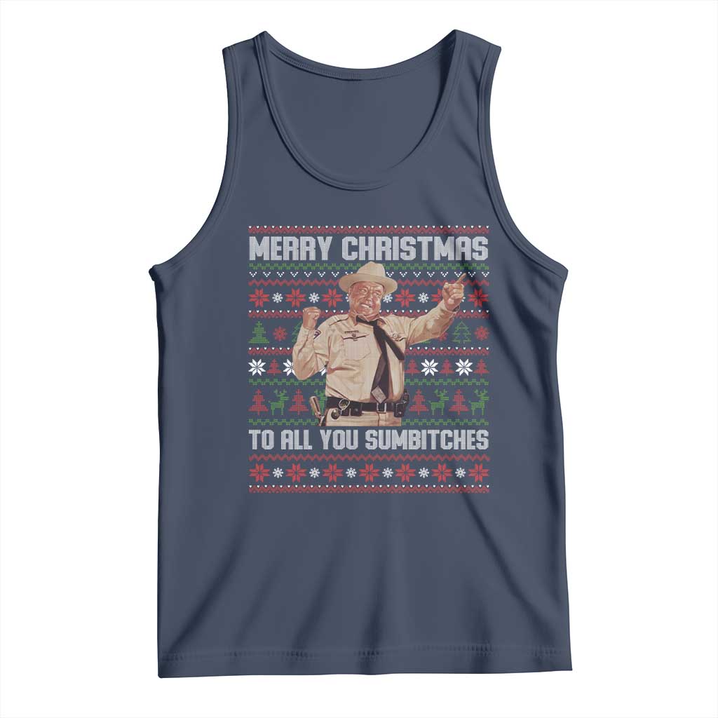 Merry Christmas To All You Sumbitches Tank Top Funny Smokey Xmas Movie The Bandit TS11 Navy Print Your Wear