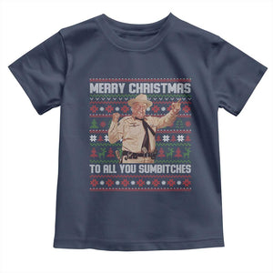 Merry Christmas To All You Sumbitches Toddler T Shirt Funny Smokey Xmas Movie The Bandit TS11 Navy Print Your Wear