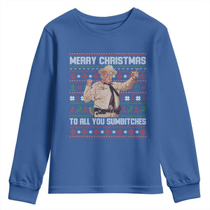 Merry Christmas To All You Sumbitches Youth Sweatshirt Funny Smokey Xmas Movie The Bandit TS11 Royal Blue Print Your Wear