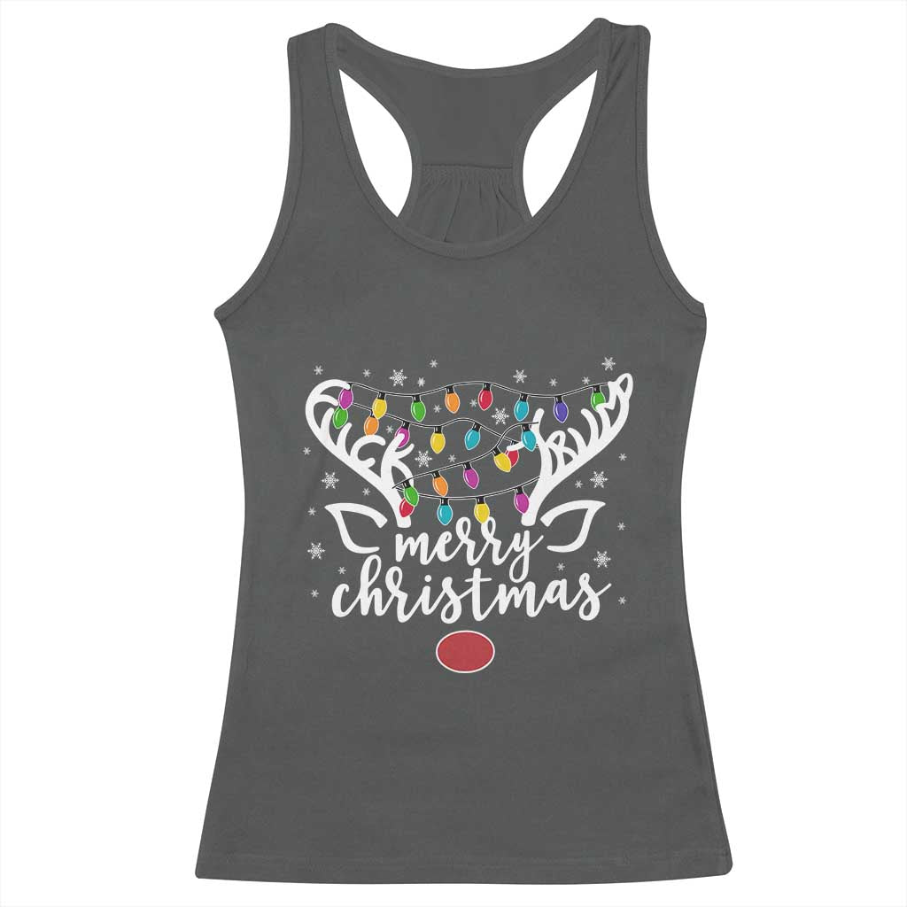 Funny Subtle Trump Xmas Hidden Message Merry Christmas Reindeer Racerback Tank Top - Print Your Wear