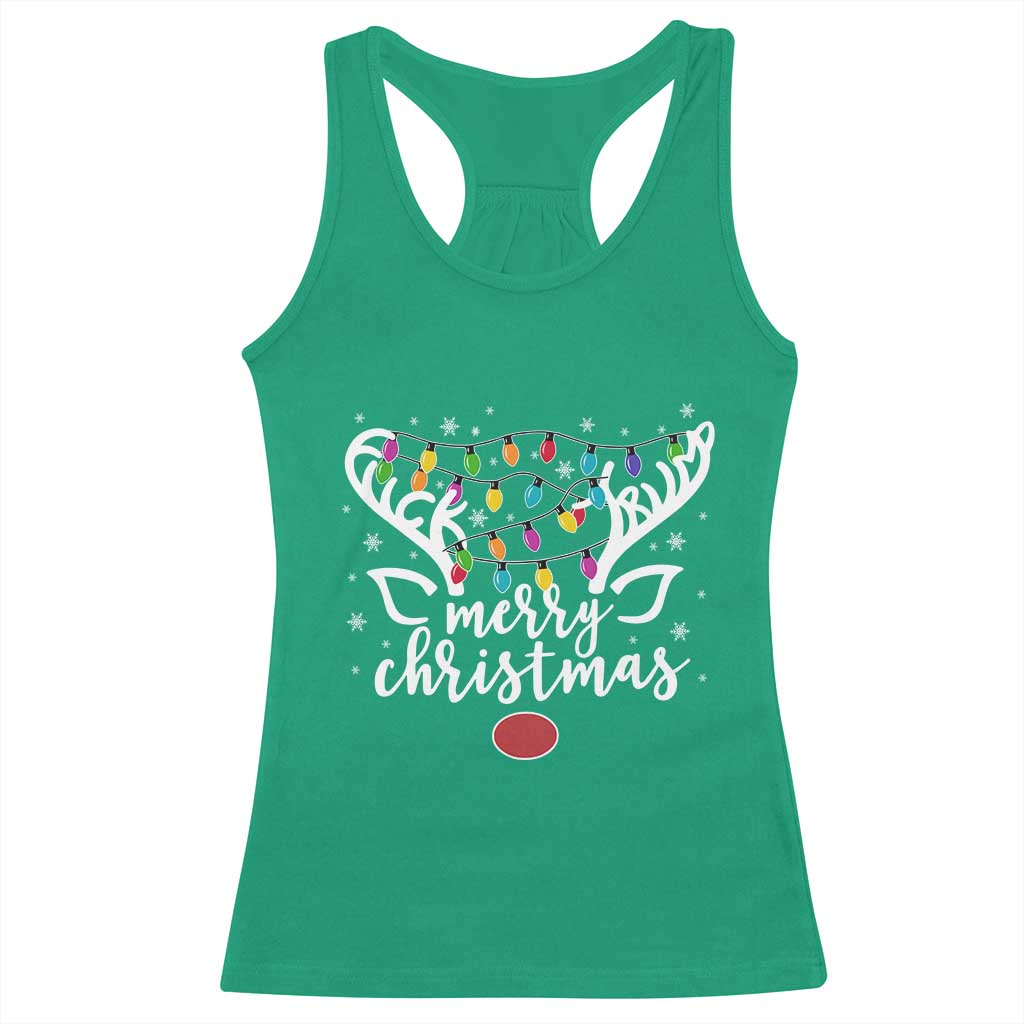 Funny Subtle Trump Xmas Hidden Message Merry Christmas Reindeer Racerback Tank Top - Print Your Wear