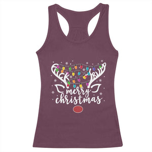 Funny Subtle Trump Xmas Hidden Message Merry Christmas Reindeer Racerback Tank Top - Print Your Wear