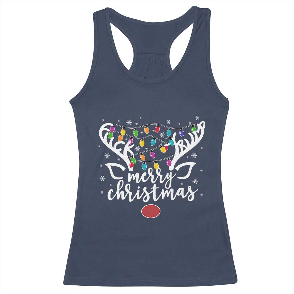 Funny Subtle Trump Xmas Hidden Message Merry Christmas Reindeer Racerback Tank Top - Print Your Wear